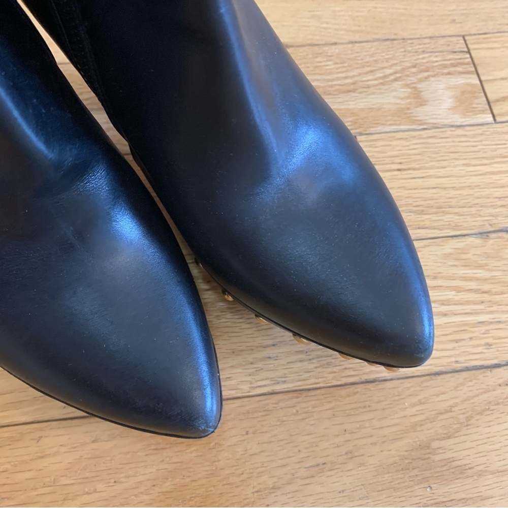 Miu Miu Black Heeled Boots with Chunky Heel and Studded‎ Detailing - Picture 5 of 9